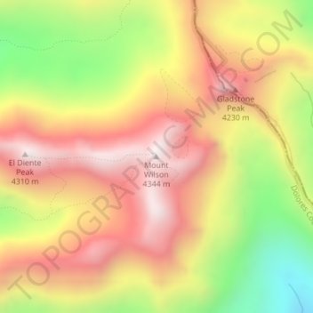 Mount Wilson topographic map, elevation, terrain