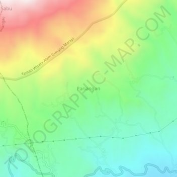 Pariangan topographic map, elevation, terrain