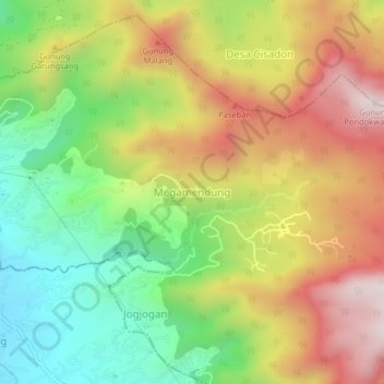 Megamendung topographic map, elevation, terrain