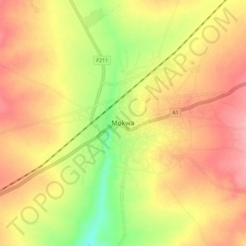Mokwa topographic map, elevation, terrain