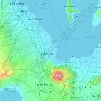 Calamba topographic map, elevation, terrain