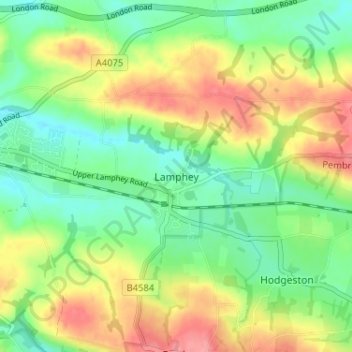 Lamphey topographic map, elevation, terrain