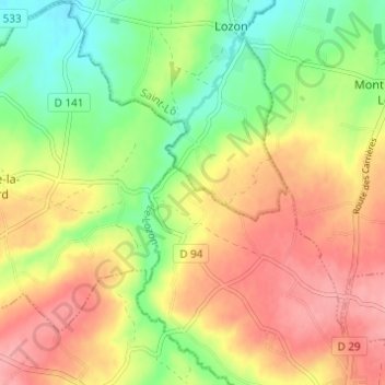 La Fossairie topographic map, elevation, terrain
