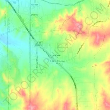 Arroyo Seco topographic map, elevation, terrain