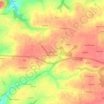 Koh-Koëd topographic map, elevation, terrain