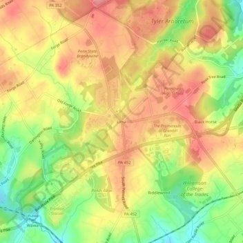 Lima topographic map, elevation, terrain