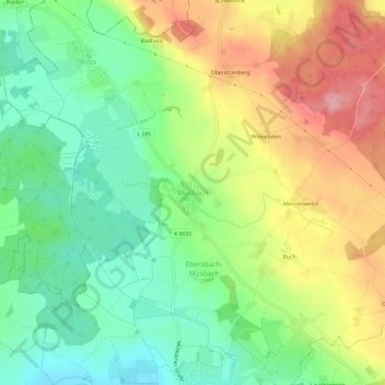 Musbach topographic map, elevation, terrain