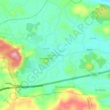 Getamanna topographic map, elevation, terrain
