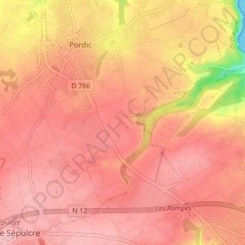 Saint-Halory topographic map, elevation, terrain