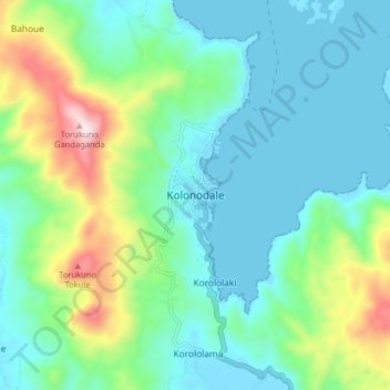 Kolonodale topographic map, elevation, terrain