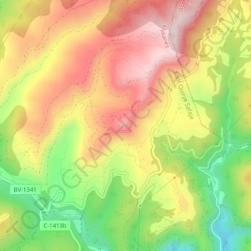 Puig d'Olena topographic map, elevation, terrain