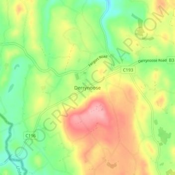 Derrynoose topographic map, elevation, terrain