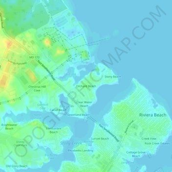 Orchard Beach topographic map, elevation, terrain
