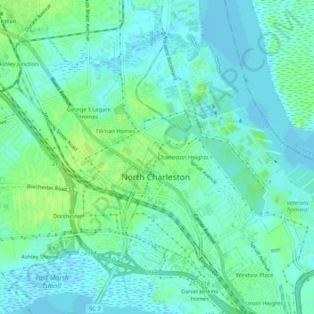 Cherokee Place topographic map, elevation, terrain