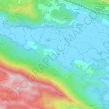 Umčani topographic map, elevation, terrain
