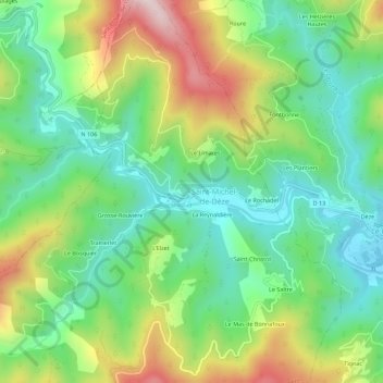 Le Martinet topographic map, elevation, terrain