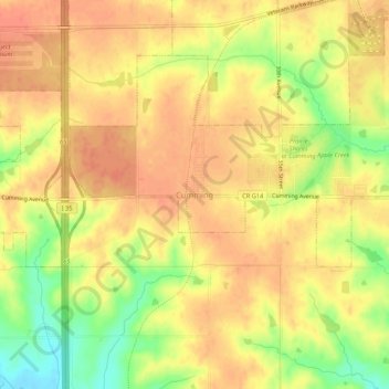 Cumming topographic map, elevation, terrain