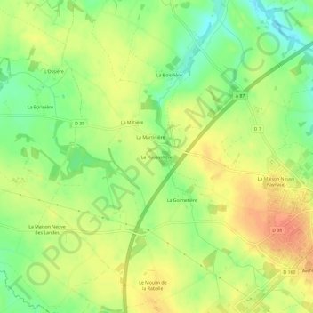 La Rousselière topographic map, elevation, terrain