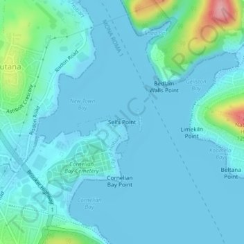 Selfs Point topographic map, elevation, terrain