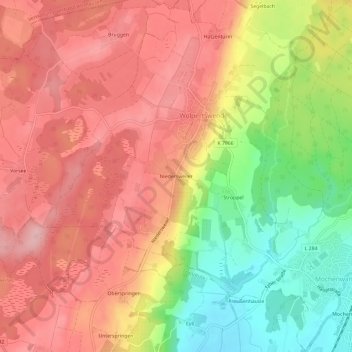 Niedersweiler topographic map, elevation, terrain