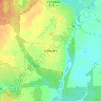 Габишево topographic map, elevation, terrain
