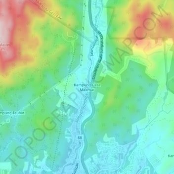 Kampung Desa Makmur topographic map, elevation, terrain