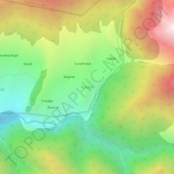 Kasha topographic map, elevation, terrain