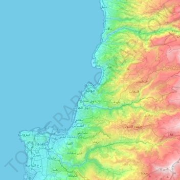 Jounieh topographic map, elevation, terrain