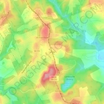 Candler topographic map, elevation, terrain