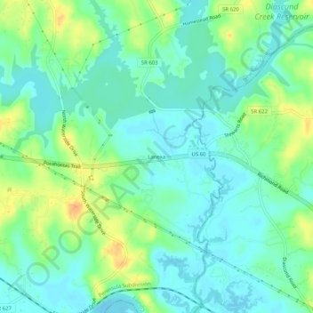 Lanexa topographic map, elevation, terrain