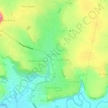 Ha-Nelese topographic map, elevation, terrain