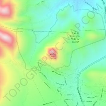 Bernal boulder topographic map, elevation, terrain