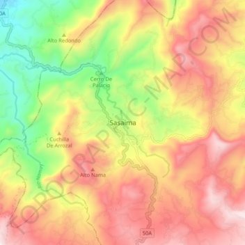 Sasaima topographic map, elevation, terrain