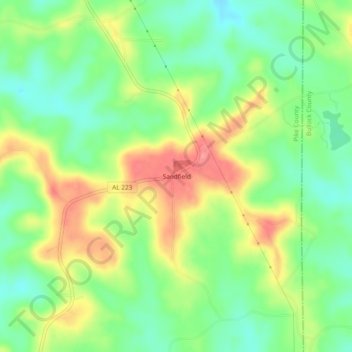 Sandfield topographic map, elevation, terrain