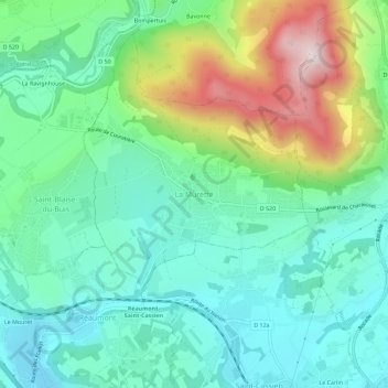 La Murette topographic map, elevation, terrain