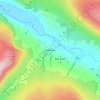 Gawthrop topographic map, elevation, terrain