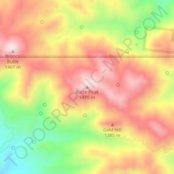Butte Peak topographic map, elevation, terrain