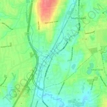 Plantsville topographic map, elevation, terrain