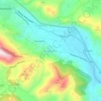 Choumeriakos topographic map, elevation, terrain