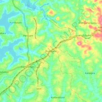 Kundara topographic map, elevation, terrain