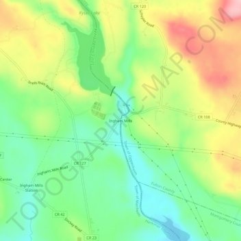 Ingham Mills topographic map, elevation, terrain