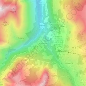 Le Chatelard topographic map, elevation, terrain