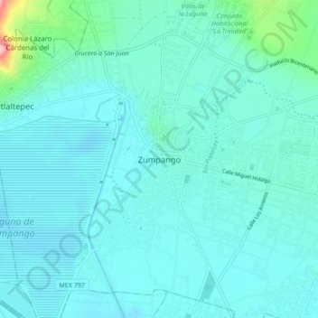 Zumpango topographic map, elevation, terrain