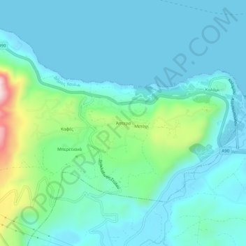 Aptera topographic map, elevation, terrain
