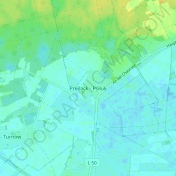 Preilack - Pśiłuk topographic map, elevation, terrain