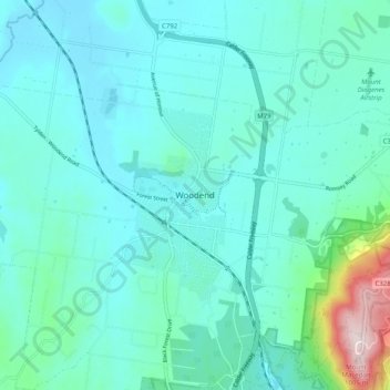 Woodend topographic map, elevation, terrain