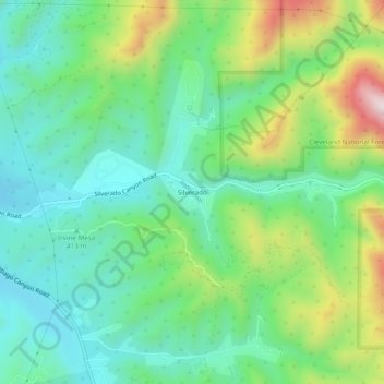Silverado topographic map, elevation, terrain