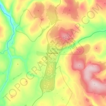 Saariselkä topographic map, elevation, terrain