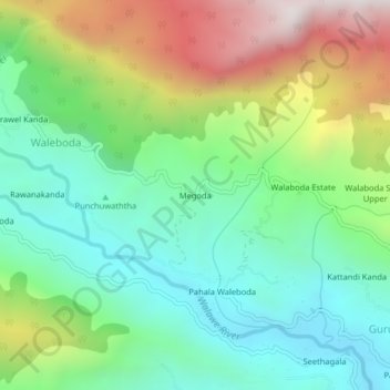 Megoda topographic map, elevation, terrain
