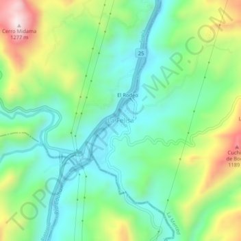 La Felisa topographic map, elevation, terrain